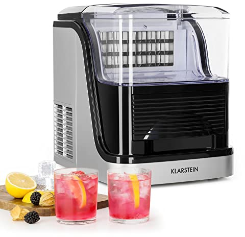 Klarstein Eiswürfelmaschine Klein, 2,5L Eiswürfelbereiter, Eiswürfelmaschine für 15kg Kleine & Große Eiswürfel, Schnelle Mini-Eiswürfelmaschine mit Alarm, Eiswürfelbereiter Selbstreinigend