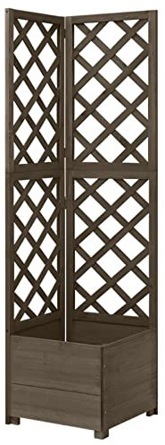 Kstyhome Jardinera de Enrejado de Esquina, Jardineras Exterior, Celosias para Jardin, Maceteros, Jardinera Vertical, Jardinera con Celosia, Madera Abeto Gris 40x40x150 cm