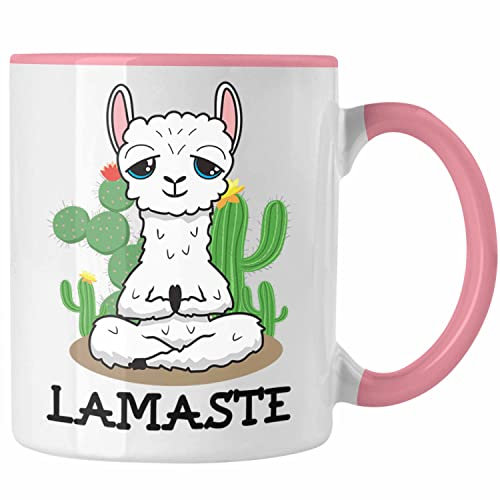 Trendation - Llama Lamaste Yoga Tasse Lustig Geschenk Lama Yoga-Posen Sport Geschenkidee Sport (Rosa)