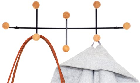simplywire – Patère murale – 8 crochets en bois - Noir