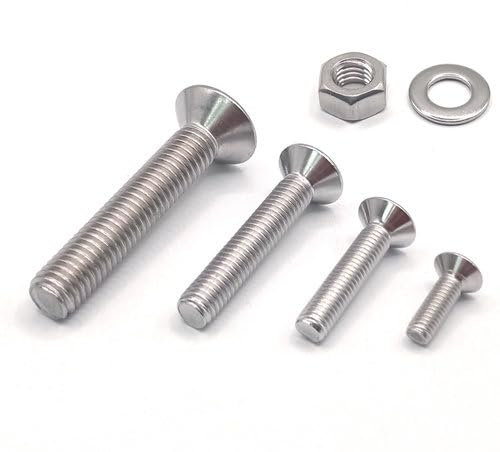 Senkkopfschrauben M5 inkl. Mutter + Scheibe, Edelstahl V2A, DIN 7991 (M5 x 18, 10 Stück)