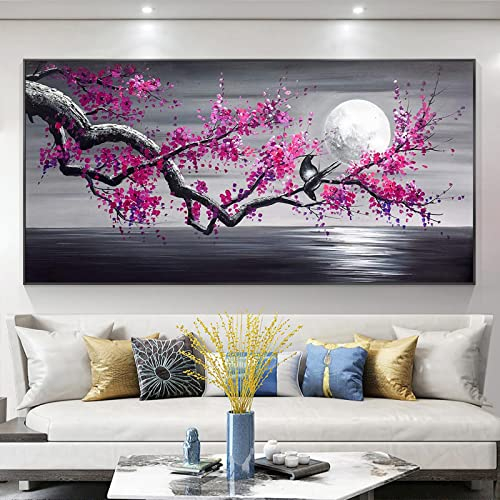 Trayosin Diamond Painting Erwachsene Blumen Diamant Painting Bilder Groß XXL Lila Blume Diamond Painting Set Full Drill Wandkunst Als Geschenk Und Wanddekoration Wohnzimmer Home Büro (100x40cm)