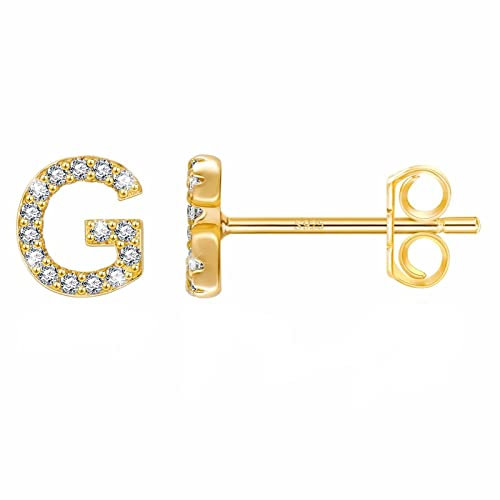 Damen Ohrringe Buchstaben, Strass Ohrringe Stecker Vergoldet Gold Buchstabe G Ohrstecker Elegante Earrings Modeschmuck