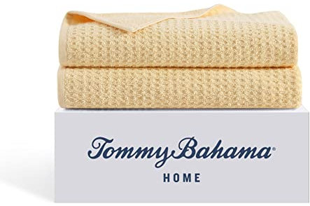 Tommy Bahama - Badelaken-Set, sehr saugfähige Baumwolle, Badezimmer-Dekor, fusselarm und lichtbeständig (Nordpazifikgelb, 2-teilig)