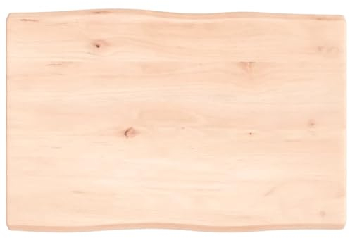 vidaXL Tischplatte, Holzplatte für Tisch Esstisch Couchtisch, Massivholzplatte Handgefertigt mit Baumkante, Ersatztischplatte, 60x40x(2-4) cm Massivholz Unbehandelt