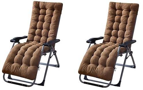 JTBDWOSK Liegestuhl Auflage, Dicke Lange Gartenliegen-Auflage Sofapolster Relaxliegenauflage für draußen, Terrasse, Sonnenliege, Bank, Liegestuhl, Kissen,Braun,2 Stück (1er Pack)