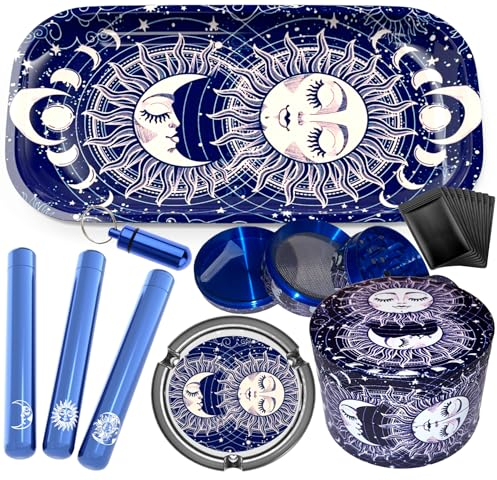 Large Rolling Tray Kit - Tray, Ashtray, Grinder, Tubes, Bags and More, Tobacco Smoking Accessories - Set for Smoking (Rolling Tray, Grinder, Tubes and Ashtray set)