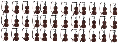 Toyvian 36 Sätze Mini-Geige Mikrogeigenspielzeug Violine Dekor Violine Handwerk Urlaub Party Gefälligkeiten Violine Figur Violine Spielzeug Miniatur-Geige Plastik Kleines Schreibtisch
