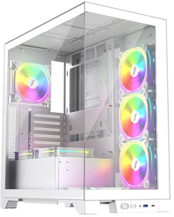 1st Player MIKU Mi8 White ARGB Mid Tower Case with 7 x ARGB Fans included