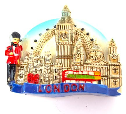 3D Imán para Nevera Londres. autobús de Dos Pisos, Taxi Negro, Big Ben, Cabina telefónica roja. Puente de la Torre. 7cm