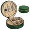 HomeGadget Reise Schmuckkästchen - Runde Schmuck Box aus Samt mit Reißverschluss - Jewelry Organizer - Grün