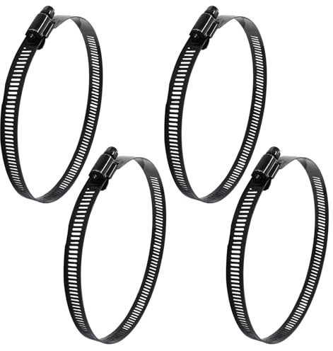 Litoexpe Schneckengetriebe-Schlauchschelle aus Edelstahl, 12,7 cm, verstellbar, 105–127 mm Größenbereich, Kraftstoffleitungsklemme für Sanitär, Automobil- und mechanische Anwendungen, Schwarz, 4 Stück