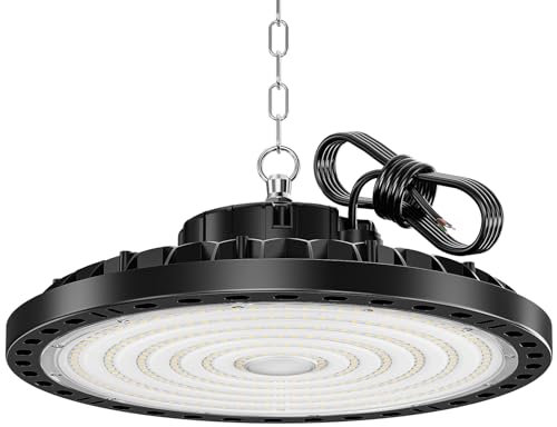 HAPYLUMI Projecteur LED UFO Industrielle 200W, 20000LM UFO High Bay Light 6500K Blanc Froid Spot LED IP65 Étanche Éclairage pour Garage Atelier Entrepôt Usine Parkings Gymnase