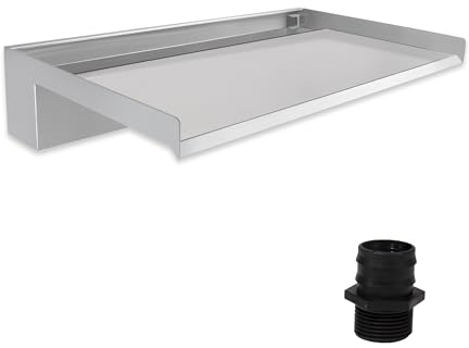 E-ANG.W Wasserfall Teich,Wasserfall aus Edelstahl Poolfontäne mit Zubehör,Breiter Auslauf Wasserspiel Garten Wasserfall,für Garten Patio Pool Springbrunnen Teichdekoration(30cm)