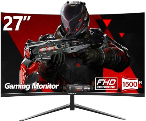 CRUA Curved Gaming-Monitor 27 Zoll 280Hz, FHD 1080P 1800R PC-Monitor, 1 ms GTG mit FreeSync, geringe Bewegungsunschärfe, Augenschutz, VESA, DisplayPort, HDMI, schwarz