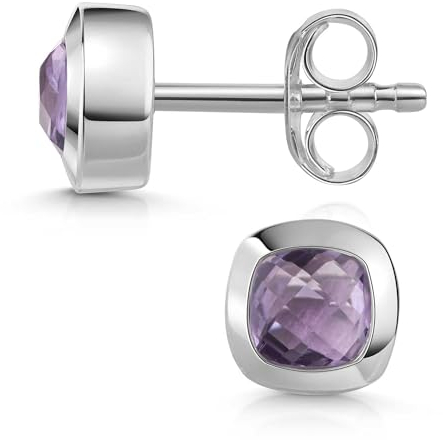 Materia Amethyst Ohrringe Silber 925 Damen - Edelstein Ohrstecker lila SO-340-Amethyst
