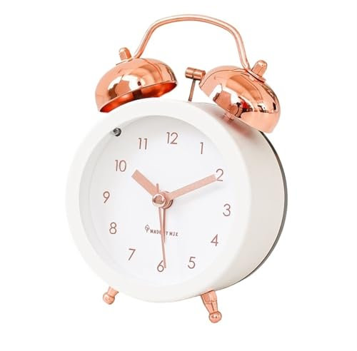 WANGHAI-666 Alarm Clock Simple Metal Alarm Clock Light Luxury Bell Rose Gold Creative Mute Bedside Female Student Alarm Clock Table Clock Clocks for Bedside(Gold-3)