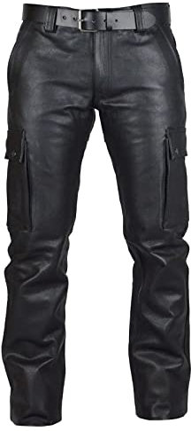 Pantalon en Cuir Homme Ensemble Long - Biker Homme Cuir : PU Slim Fit Jogging Doux Pantalons de Loisirs Grandes Tailles Jeans