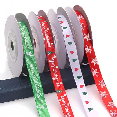 EIHI 4 Pezzi Nastri Natalizi 5m, Nastro Regalo, Nastri Decorativi Tessuto, Nastri per Pacchi Regalo, Per Confezioni Regalo di Natale e Decorazioni per Feste