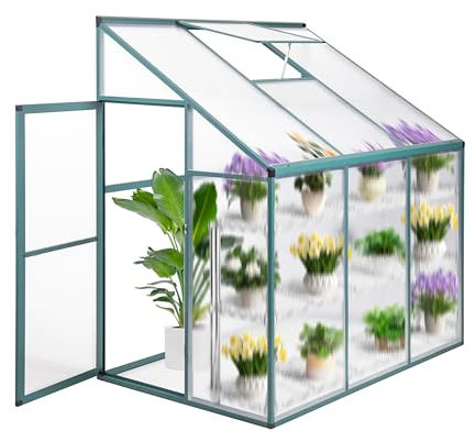 Euboer Aluminium Gewächshaus Beistell Tomatengewächshaus klein Dreitürig Treibhaus Ohne Rückwand 182x122X195 cm grün