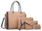 DORRISO Damen Handtaschen 4 Teiliges Set Anti-Dieb Handtasche Umhängetasche Clutchbag Karteninhaber Elegant Reisen Schultertasche für Büro Ernennung Urlaub Einkaufen PU Leder Braun