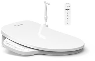 DC01 Bidet-Aufsatz für warmes Wasser, beheizter Bidet-Toilettensitz, länglicher Bidet-Sitztrockner, Vortex-Sprüher, automatisches Nachtlicht, weiß, länglich