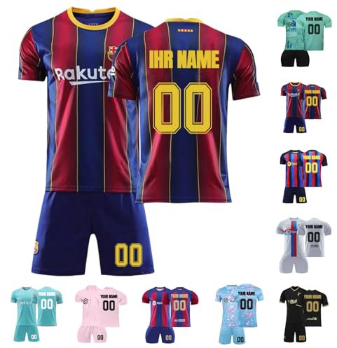 Generisch Fußball Trikot Kinder 24/25, Personalisiert Fussball Trikot Jungen mit Eigenem Namen Nummer Logo, Fußballtrikot Shorts Set für Jungen Männer