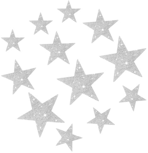 Sibba 12x Strass Stern Aufkleber Bling Auto Glitter Star Aufkleber Adhesive Assorted Star Labels Kristall Fenster Dekor Stoßstange Aufkleber für Bastelarbeiten Weihnachtsdekoration Laptops Reisegepäck