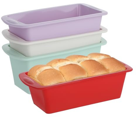 4er Set Mini Silikon Backformen Rechteckig, 20 x 9,5 x 5,5 cm Kastenform für Brot, Kuchen & Toastbrot, Airfryer geeignet – Perfektes Zubehör zum Backen, silikon backformen, kuchenform silikon