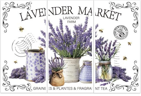 OLYCRAFT 3 Stück/Set Lavendel Bienen Abziehbilder Zum Aufreiben Für Möbel Und Kunsthandwerk 15x30cm Lavendelmarkt Möbelaufkleber Violette Blumen Transferaufkleber Abziehbilder Zum Aufreiben