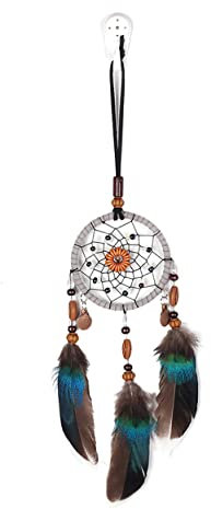 Mini Dream Catcher für Auto Perlen Naturfedern und handgemachte neue freigegeben