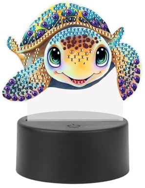SHEGZHUC Diamond Painting Nachttischlampe Touch Diamond Painting Schildkröte LED Tischlampe Nachtlicht Steckdose USB LED Lampe Mosaik Diamant Malerei Kunst Geschenk Ornamente Tisch Zimmer Dekoration