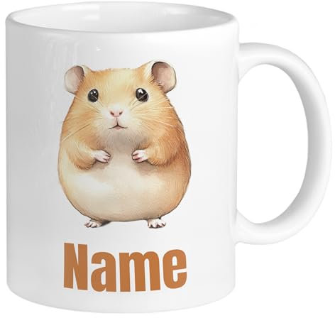 GRAZDesign Personalisierte Kinder-Tasse mit Hamster-Motiv - Individuell anpassbarer Name - Kindgerechter Becher für Jungen und Mädchen Keramik 330ml