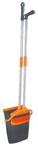 Woobroo Long Handled Dustpan and Brush, Orange, 9825CM