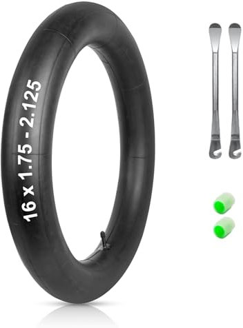 YEHOLDING 16x1.75-2.125 Schlauch Kinderfahrrad, 16 Zoll fahrradreifen mit Gerades Ventil, Schlauch Kinderwagen/Fahrradanhänger,16x1.75 fahrradschlauch + 2 Montierhebel + 2 beleuchtete Ventildeckel