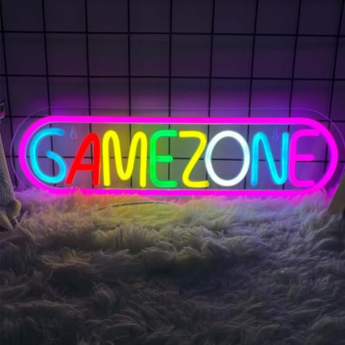 Deluisho GameZone LED Neon Sign, Game Neon Light Sign, Colourful Gaming Style Decorative Light, Suitable for Bars/Gaming Rooms/Trendy Game Shops, High Brightness and Waterproof, USB Plug and Light