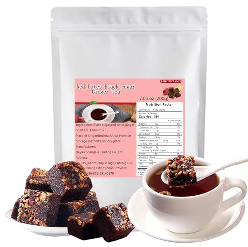 Jujube Schwarzer Zucker Ingwer Tee 200g Kombinationsgetränke-Zuckerwürfel | Zuckerrohr-Süße, einzeln verpackt, handgemachter traditioneller Ingwer-Tee, guter Tee
