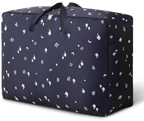 Duvet Storage Bag with Zips, 105L Large Moving Bag, Extra Large Thickened Storage Bag Waterproof Heavy Duty Oxford Laundry Bags, Duvet Bag Underbed Storage Bags, Clothes, Quilt, Blankets (Blue Fish)