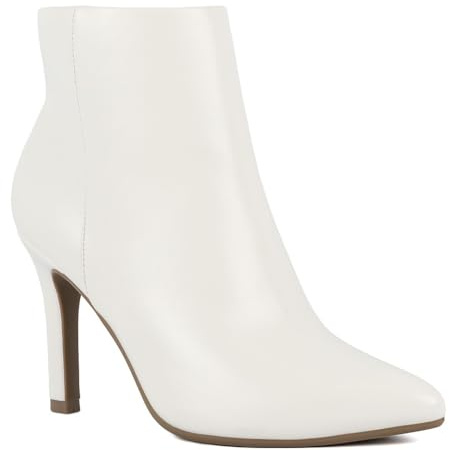 Sugar Women’s Pointed Toe High Heel Ankle Bootie – Dressy Stiletto Fashion Boots for Women - Vecna - White Soft Size 9.5