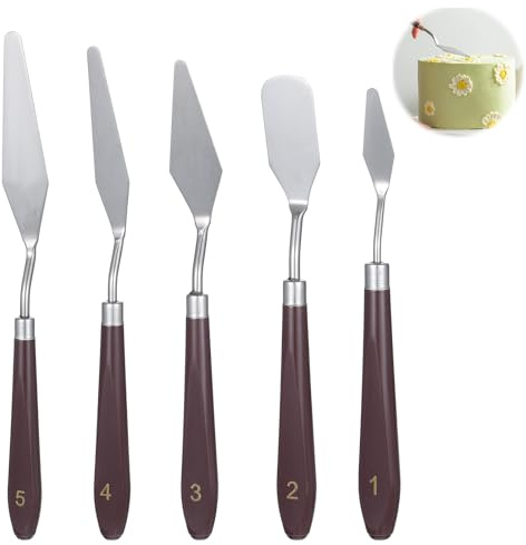 5 PCS Frosting Spatula Cake Frosting Spatula Dual-use Pallet Knife Painting Knife for Baking Pastry Tool Cake Fondant Chocolate, Art Painting Art Acrylic Draw Color Mixing Supplies
