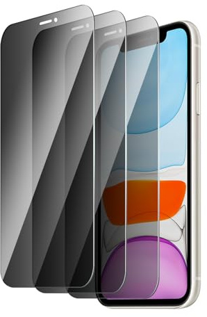 QZYWIKA Privacy screen protector for iPhone 11, 3 Pack tempered glass 9H hardness Bubble-free Scratch-resistant Impact-resistant Privacy screen