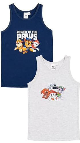 Paw Patrol Unterhemd für Jungen - Kinder Tank Top Hemdchen Unterwäsche Blau/Grau (2er Pack)