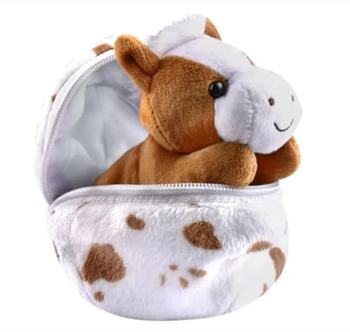 Lotti Mini Pony Pferd Plüschtier im Ei - 13 cm Kuscheltier für Kinder - Süßes Plüschpferd in Eierschale - Weich & Kuschelweich - Braun - Geschenkidee für Mädchen und Jungen