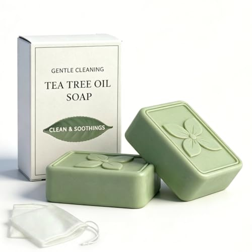 Tea Tree Soap 2 x 115g, Natural Tea Tree Oil Soap Bars, Gentle Soothing Face & Body Wash for Sensitive Skin, No Harsh Chemicals