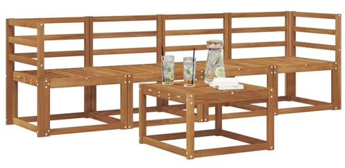 vidaXL Outdoor-Sofagarnitur 5 pcs Natur Massivholz Akazie, Garten-Sektionalsitz, Moderne Außenmöbel, langlebige Lounge, entspannte Terrasse für alle