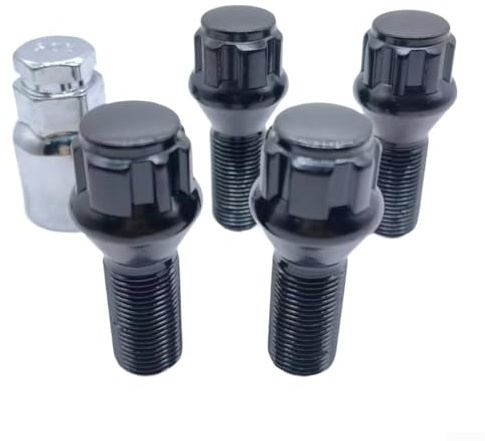 Lot de 4 boulons de verrouillage de roue en acier M14 x 1,5 avec 1 clé dédiée pour Golf 7 et Golf 8 Système de dissuasion contre le vol