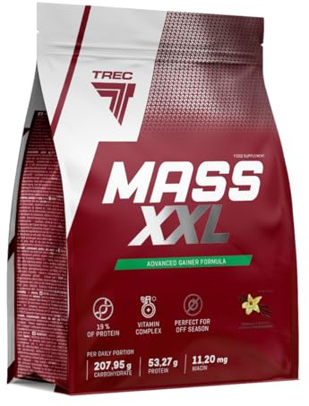 Trec Nutrition - MASS XXL 4800g VANILLE - Gainer mit Molkenprotein, Kohlenhydraten und Vitaminen, Ideal für Muskelaufbau