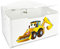 Leomark Kinderbank Hölzerne Bagger XL Kindertruhenbank Behälter für Spielzeug Truhe für Kinderzimmer Kindermöbel Sitzbank Höhe 46 cm
