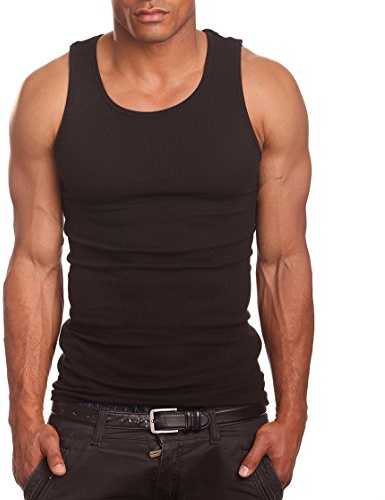 PRO 5 Mens A-Shirts 3 Pack Undershirt, Medium, Black