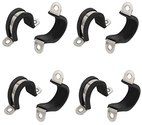 sourcing map 8pcs 22mm Dmr, Gummi ausgekleidet U Form 304 Edelstahl Rohrschelle Schlauch Clip DE de